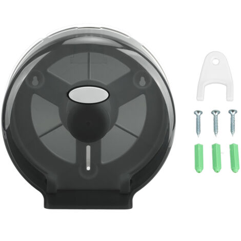 Distributeur Papier Toilette Simple Rouleau - Modèle Jumbo ABS, Transparent Noir - Dimensions 275x110mm, Avec Fixations Incluses