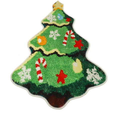Tapis de Bain Absorbant Xmas en Fausse Cachemire - Tapis de Sol Décoratif Antidérapant pour Salle de Bains, Chevet ou Hôtel (1/5)
