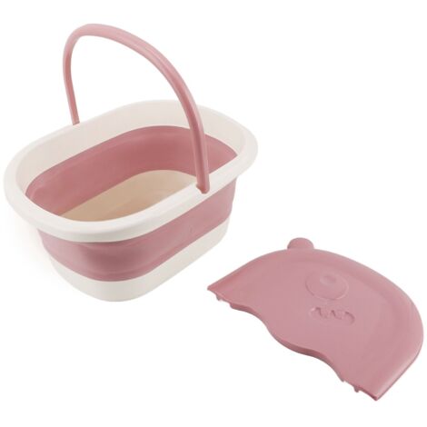 Bassin à Pied Pliant pour Enfants avec Picots de Massage - Modèle Multifonction Rose - PP/PTE - 39x30x17cm (1/5)