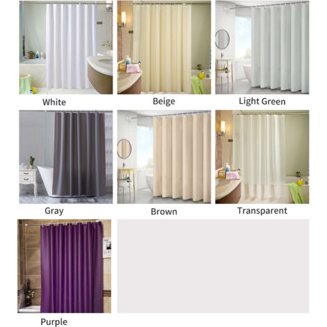 [Douche Rideau] [CurtainsHome] - Rideau Douche Imperméable PEVA 6x6 Pieds avec 12 œillets métalliques et crochets - Robuste, résistant à la décoloration et rapide séchage (1/5)