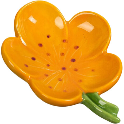 Savonnière Céramique Porte-Savon Fleur - Drainage Rapide, 14 cm, Blanc/Rose/Rouge/Jaune, 1 Pièce, Cadeau Déco Salle de Bain (1/5)