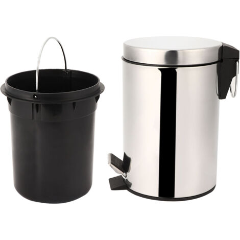 Poubelle d'intérieur en acier inoxydable 3L avec pédale - Capacité compacte 16.8x25.3 cm - 100% neuf (1/5)