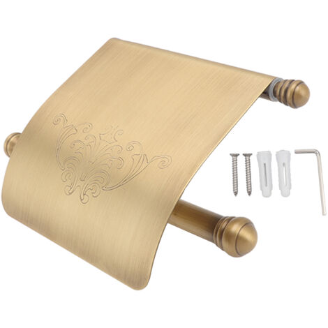 Porte-serviettes en papier mural en cuivre et acier inoxydable, aspect antique, design élégant pour salle de bain, finition brillante et durable (1/5)