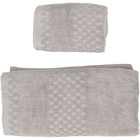 Lot de Serviettes de Bain et de Main (2 pièces) en Coton Absorbant - 70x140cm - Rapide Séchage (1/5)