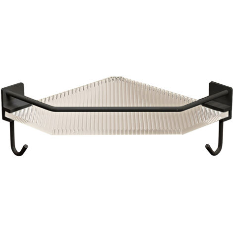 [Support de douche d'angle sans perçage] Caddy de douche acrylique noir grande capacité 32x23cm avec crochet, pour salle de bain, cuisine, dortoir (1/5)