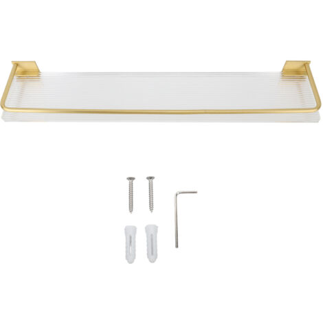 Étagère Murale Flottante Design Minimaliste en Aluminium Spatial et Acrylique Doré - 60x10cm - Idéale Salle de Bain, WC, Cuisine, Séjour (1/5)