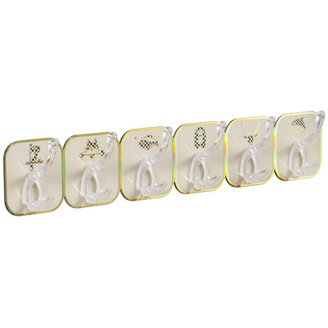 Adhésif Porte Crochet 6 Rangs Multifonction Porte-manteau Muraux Pour Cuisine Sans Perçage Jaune (1/5)