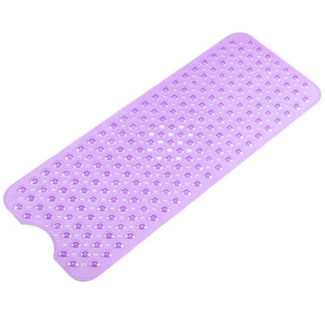 Tapis de Douche 40x100cm PVC Adhérent Long à Ventouses pour Salle de Bain - Antidérapant, Pratique et Durable (Violet) (1/5)