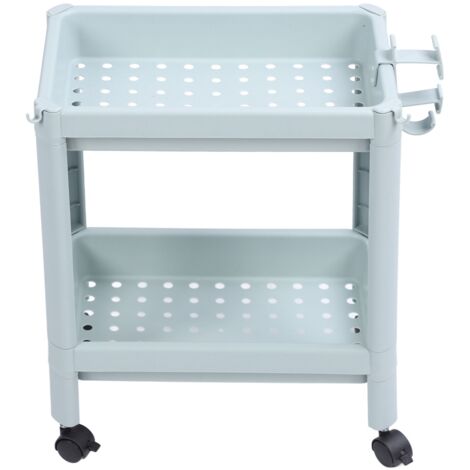 [Étagère de Salle de Bains] Support de Stockage au Sol avec Roues, Unité d'Étagère ouverte pour Rangement de Salle de Bains, Meuble Étagère d'Angle Autoportant, Rack de Stockage en Plastique, 2 Niveau (1/5)