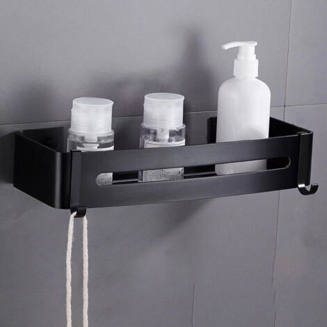 Étagère de Douche en Alliage d'Aluminium Sans Percer - Noir, Compacte et Résistante, pour Salle de Bain (1/5)