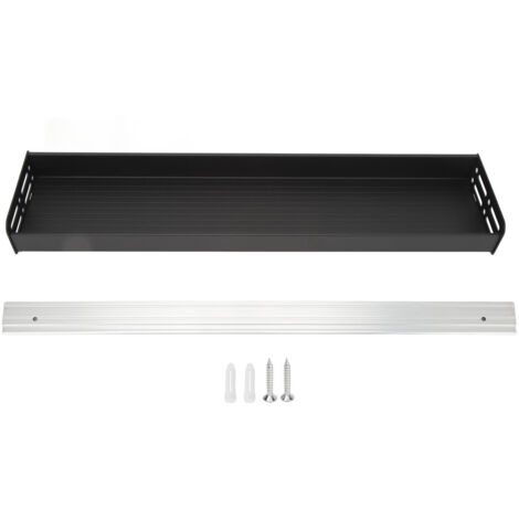 Range murale d'épices amovible en aluminium spatial noir de 60cm pour cuisine et salle de bain (1/5)