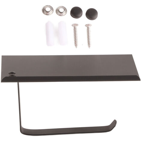 Porte-Rouleaux de Toilettes K6 Noir Double Usage - Porte-Papier Mural sans Percer en Acier Inoxydable pour Salle de Bain, Cuisine et Maison (1/5)