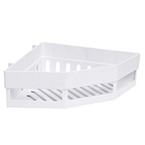 Porte-Savon Triangulaire Adhésif pour Salle de Bain - ABS - 27x18.5x6 cm - Blanc - Rangement sans Percer (1/2)