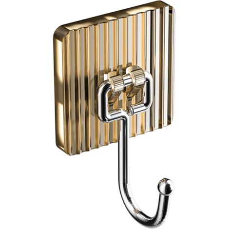 Crochet Adhésif Invisible pour Mur avec Support Auto-Adhésif Fort sans Perçage – Kit 1 Pièce en Acier Inox et PET Champagne pour Cuisine/Salle de Bain (1/5)