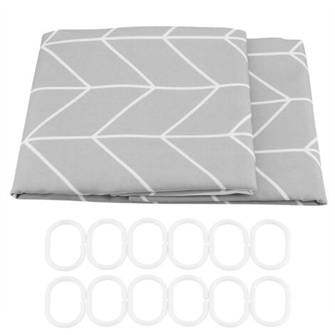 Housse de douche rayée imperméable pour salle de bain - Polyester renforcé avec 12 crochets (200x200cm) (1/5)