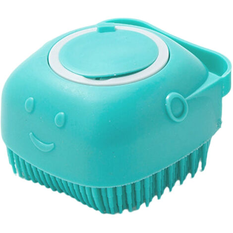 Brosse de bain silicone pour animaux - 498 poils fins - Moulage unique - 70g bleu (1/5)