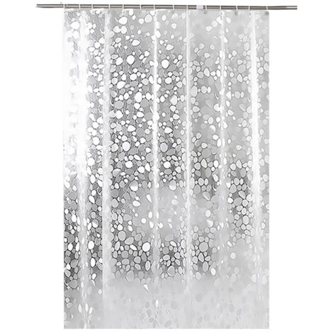 Housse de Douche PVC avec 12 Crochets Imperméable Anti-Moisissure Blanc 180x180cm/180x200cm (1/5)