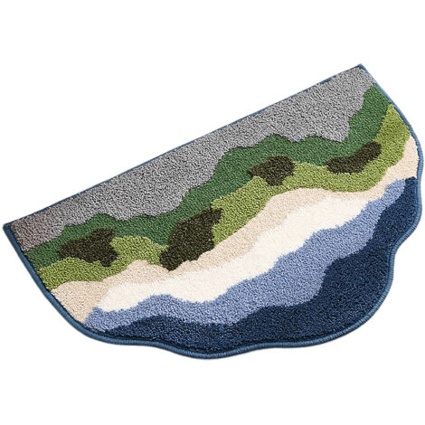 Tapis de sol D: 50x80cm (Fausse Loutre) Tapis d'entrée & Salle de Bain Absorbant et Anti-Dérapant - Décor Forêt Montagne (1/2)