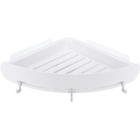 Étagère de Douche Sans Perçage - Support à Poser pour Shampoing et Gel Douche - Accessoire Rangement Salle de Bain avec Crochets (Blanc, ABS, 239x332mm, 3kg, 3 Crochets, 2 Adhésifs) (1/5)