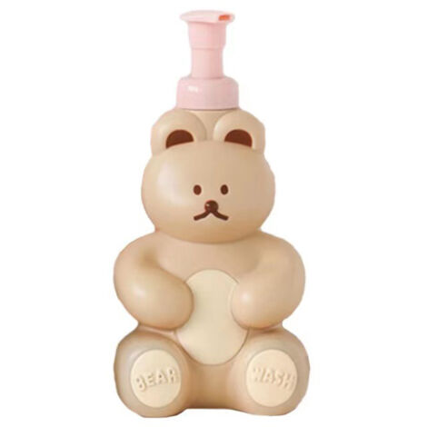 Distributeur à Mousse Portable en Forme d’Ours Cute - 500 ml PP/PE - Lait au Thé - Distributeur à Pompe pour Soins Visage et Corps (1/5)