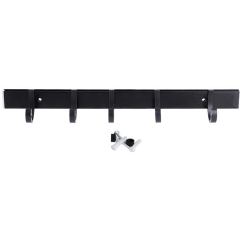 Porte-serviettes mural en aluminium aérospatial, crochet de suspension pour salle de bain moderne, noir, 37.6cm (1/5)