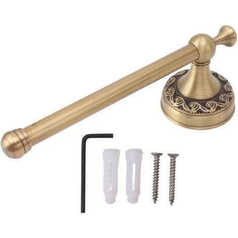 Porte-rouleau de papier toilette mural en laiton antique vintage avec barre de fixation, accessoire de salle de bain élégant rétro - Dimensions 21cm, laiton, inclut vis et chevilles (1/5)