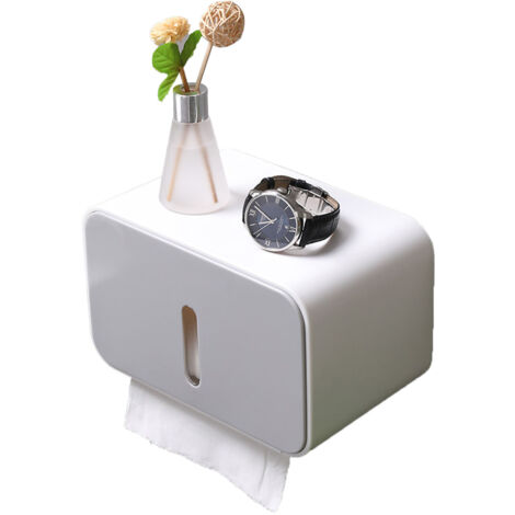 Distributeur mural pour papier toilette et essuie-tout, double sortie, étanche, gris, en plastique, installation sans perçage (1/5)