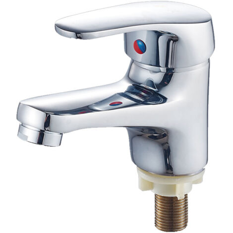 Robinet d'Évier Simple Froid Anticorrosion à Douce Écoulement 1 Pièce en Alliage avec Buse Aérateur pour Salle de Bain, Cuisine, Hôtel (1/5)