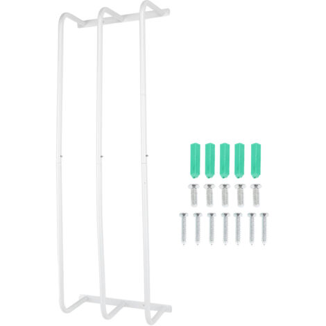 Porte-serviettes mural en fer avec 3 tubes pour ranger les serviettes roulées - Support de rangement vertical pour salle de bain, blanc, 25 accessoires inclus (1/5)