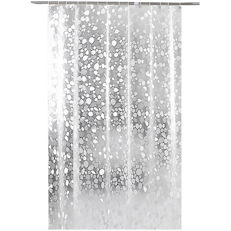 [Douche Rideau] Rideau de Douche PVC Imperméable avec 12 Accroches, Résistant à la Moisissure et Antibactérien, Semi-Transparent 3D Blanc, Taille 180x180cm ou 180x200cm, 1 Pièce (1/5)