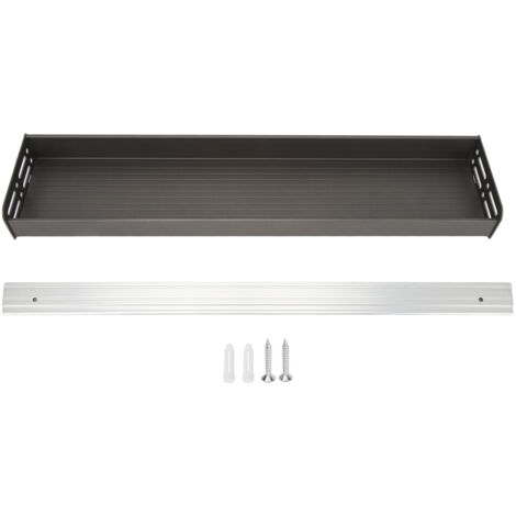 Étagère murale détachable pour épices de cuisine - Porte-épices suspendu amovible en aluminium - 60 cm gris - Organisateur pour cuisine et salle de bain (1/5)
