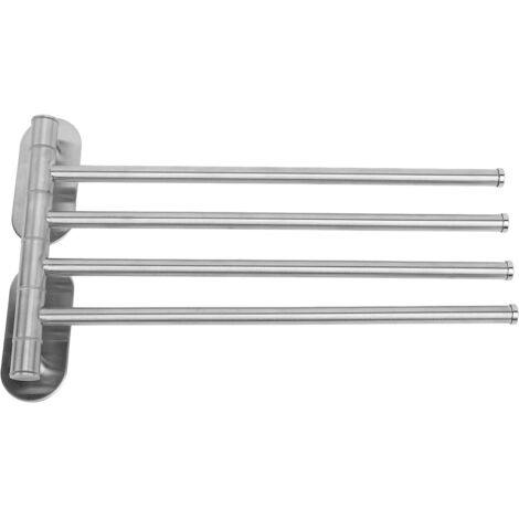 Porte-serviettes rotatif mural 4 bras en acier inoxydable 304 - Support pivotant économe en espace pour salle de bain (1/5)