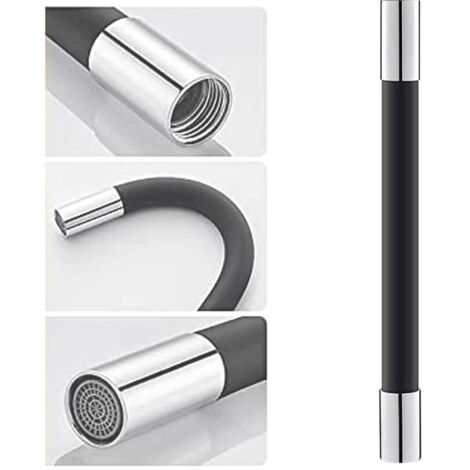 Prolongateur de Robinet Flexible avec Gaine Corrigée Interface Universelle G 1/2" Extenseur 360° pour Cuisine, Évier, Salle de Bain Laiton + Silicone 20/30/50 cm Économiseur d'Eau (1/5)