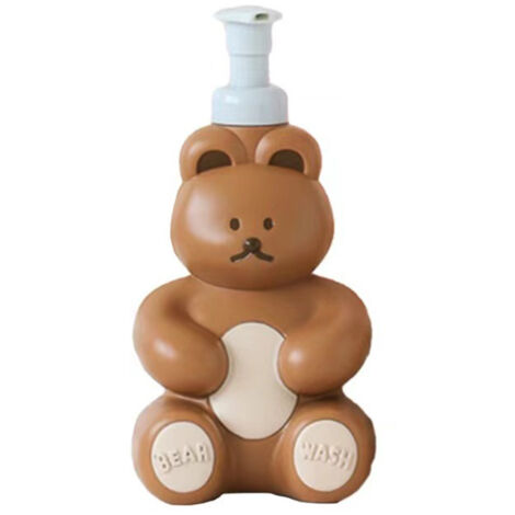 Distributeur Moussant Portable Grande Capacité 400ml en Forme d'Ours Mignon en Matériau PP/PE - Fini Rétro (1/5)
