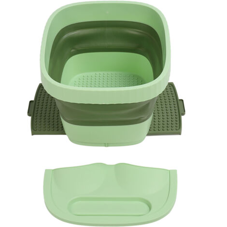 Baquet de Pied Pliable et Massant pour Bains Relaxants avec Couvercle et Tapis Antidérapant - Portable, en Silicone, Vert, 1045g (1/5)