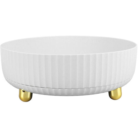 Plateau Tournant de Rangement Plastique Grand Capacité avec Support Rotatif, Plateau Organisateur de Cuisine Salle de Bain Bureau Blanc 28x10x8cm avec 1 Plateau (1/5)
