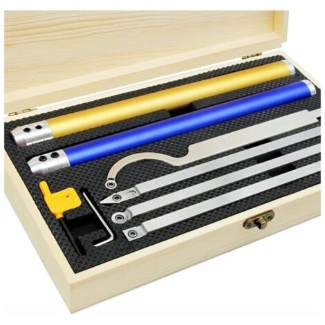 Ensemble d'outils de tournage sur bois 5 pièces Carbure Poignée interchangeable Aluminium Rond Carré Diamant (1/4)
