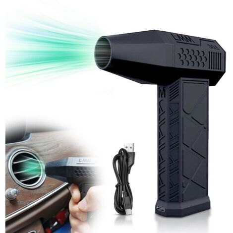 Souffleur d'air électrique 130000 RPM - Dépoussiéreur turbo rechargeable USB-C 3000mAh noir - Pince magnétique portable 220g