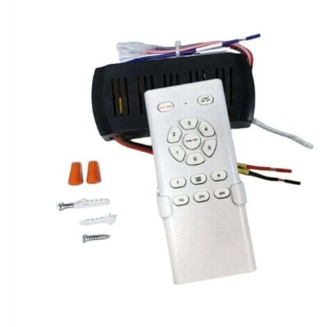 Kit de Contrôle Ventilateur Plafond Sans Fil Récepteur Haute Tension - Noir + Blanc - 6 Vitesses + Lumière