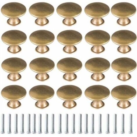 Poignée Bouton Laiton Vintage 20 Pièces pour Tiroirs et Armoires - 30x21 mm Bronze Jaune (1/4)