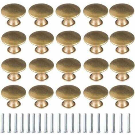 Boutons de porte - Lot de 20 pièces - Vintage laiton - 30x21 mm - Poignées de meuble pour tiroir, armoire et placard (1/4)
