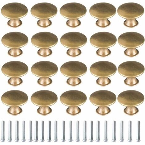 Bouton de porte vintage en laiton 20 pièces - Poignée meuble tiroir bronze jaune 30x21 mm