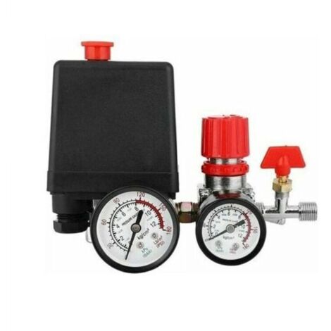 Pressostat mécanique Compresseur d'air avec manomètre régulateur G1/4 filetage haute précision 0.5-0.8 MPa 220V 16A