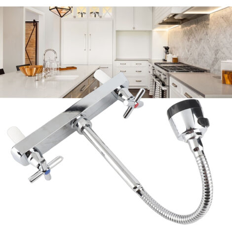 Robinet de Cuisine Moderne Simple à 2 Roues Cross ABS + Ceramique Adapté Cuisine & Salle de Bain Diamètre 8 Pouces 1 Pièce (1/5)