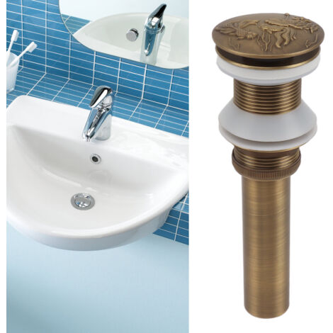 Grille d’évacuation pour lavabo et cuisine en cuivre pleine, mécanisme pop-up antiques durable et sans fuite, modèle 380g pour installations standard (1/5)