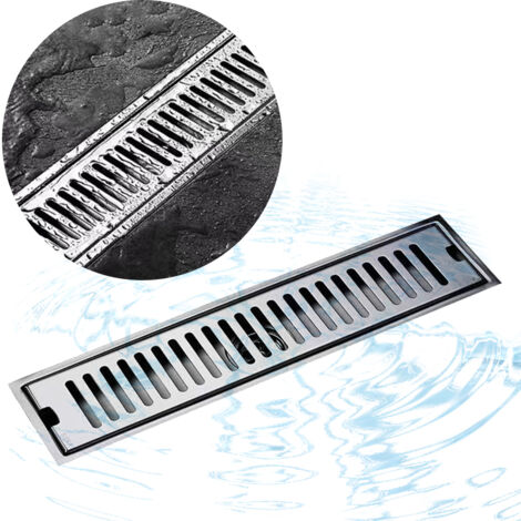 Grille de Drainage Linéaire 24" avec Cuvette Anti-Odeurs et Filtre à Poils Sortie Centrale 3" en Acier Inoxydable 304 pour Salle de Bain Drainage Rapide Moderne (1/5)