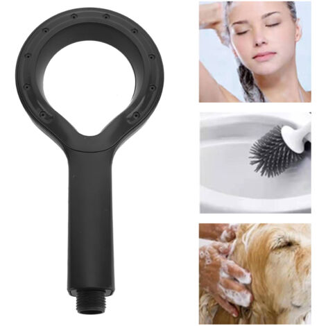 Pomme de Douche Manuelle Haut-Pression Large Sortie d'Eau Noire ABS (1/5)