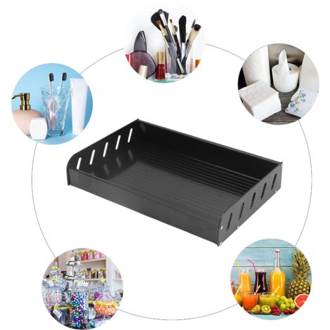 Étagère murale pour épices Support trois côtés Grand rangement Noir Aluminium 30x20cm (1/5)