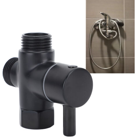 Robinet de Douche Divertisseur 3 Way G1/2 Cuivre pour Douchette et Robinet Noir (1/5)