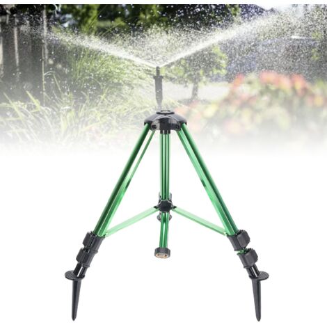 Arroseur à Impact sur Trépied Base Telescopique et Rotatif 360° pour Jardins et Gazons, avec Alimentation US 3/4" en Aluminium et Métal Brassé (1/5)